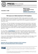 FDIC Issues List of Banks Examined for CRA Compliance