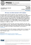 FDIC Issues List of Banks Examined for CRA Compliance