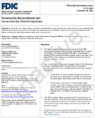 Community Reinvestment Act Annual AssetSize Threshold Adjustment