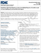 Regulatory Reporting Revisions to the Consolidated Reports of Condition and Income Call Report and the FFIEC 101 Report