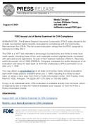 FDIC Issues List of Banks Examined for CRA Compliance
