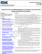 Revisions to the Consolidated Reports of Condition and Income Call Report and the FFIEC 101 Report