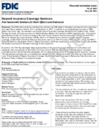 Deposit Insurance Coverage Seminars Free Nationwide Seminars for Bank Officers and Employees