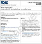 Bank Secrecy Act Access to Banking Services by Money Services Businesses
