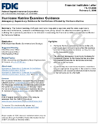 Hurricane Katrina Examiner Guidance Interagency Supervisory Guidance for Institutions Affected by Hurricane Katrina