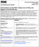 Clarifications to the FDICs Statement of Policy for Section 19 of the FDI Act