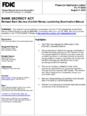 Bank Secrecy Act Revised Bank Secrecy ActAntiMoney Laundering Examination Manual