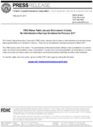FDIC Makes Public January Enforcement Actions