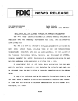 FDIC Issues May List of Banks Examined for Community Reinvestment