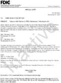 Special Alert Delays in Mail Delivery to FDIC Addressees in Washington DC