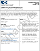 Fair and Accurate Credit Transactions Act Final Interagency Regulations on Affiliate Marketing