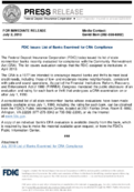 FDIC Issues List of Banks Examined for CRA Compliance