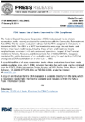 FDIC Issues List of Banks Examined for CRA Compliance