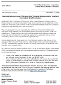 Joint ReleaseAgencies Release Annual CRA AssetSize Threshold Adjustments for Small and Intermediate Small Institutions