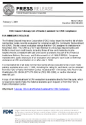 FDIC Issues February List of Banks Examined For CRA Compliance