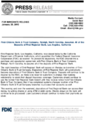 FirstCitizens Bank  Trust Company Raleigh North Carolina Assumes All of the Deposits of First Regional Bank Los Angeles California
