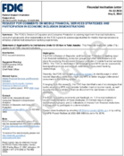 Request for Comments on Mobile Financial Services Strategies and Participation in Economic Inclusion Demonstrations