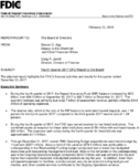 Fourth Quarter 2017 CFO Report to the Board