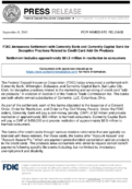 FDIC Announces Settlement with Comenity Bank and Comenity Capital Bank for Deceptive Practices Related to Credit Card AddOn Products