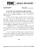 FDIC Issues April List of Banks Examined for Community Reinvestment
