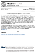 FDIC Issues List of Banks Examined for CRA Compliance
