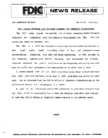 FDIC Issues November List of Banks Examined for Community Reinvestment