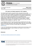 FDIC Issues List of Banks Examined for CRA Compliance