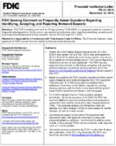 FDIC Seeking Comment on Frequently Asked Questions Regarding Identifying Accepting and Reporting Brokered Deposits