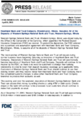 Heartland Bank and Trust Company Bloomington Illinois Assumes All of the Deposits of Western Springs National Bank and Trust Western Springs Illinois