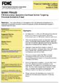 FBI AnnouncesOperation Continued ActionTargeting Financial Institution Fraud