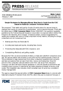 Simple Strategies for Managing Money New Howto Guide from the FDIC Issued for National Consumer Protection Week