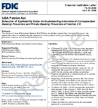 USA Patriot Act Extension of Applicability Dates for Implementing International Correspondent Banking Provisions and Private Banking Provisions of Section 312