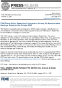 FDIC Makes Public September Enforcement Actions No Administrative Hearings Scheduled for October 2011
