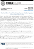 Blackhawk Bank  Trust Milan Illinois Assumes All of the Deposits of Country Bank Aledo Illinois