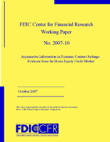 Asymmetric Information in Dynamic Contract Settings Evidence from the Home Equity Credit Market