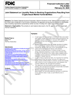 Joint Statement on Liquidity Risks to Banking Organizations Resulting from CryptoAsset Market Vulnerabilities