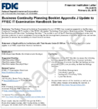 Business Continuity Planning Booklet Appendix J Update to FFIEC IT Examination Handbook Series