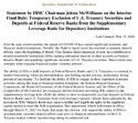 Interim Final Rule IFR Temporary Exclusion of US Treasury Securities and Deposits at Federal Reserve Banks from the Supplementary Leverage Ratio for Depository Institutions