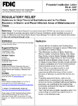 Regulatory Relief Guidance to Help Financial Institutions and to Facilitate Recovery in Storm and Floodaffected Areas of Oklahoma and Texas
