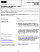 Summary of Deposits Survey Filing for June 30 2017