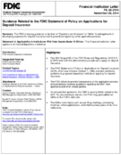 Guidance Related to the FDIC Statement of Policy on Applications for Deposit Insurance