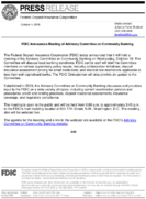 FDIC Announces Meeting of Advisory Committee on Community Banking