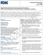 Overdraft Payment Programs and Consumer Protection FDIC Invites Comments on Overdraft Payment Supervisory Guidance