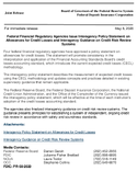 Joint ReleaseFederal Financial Regulatory Agencies Issue Interagency Policy Statement on Allowances for Credit Losses and Interagency Guidance on Credit Risk Review Systems