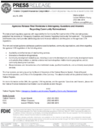Agencies Release Final Revisions to Interagency Questions and Answers Regarding Community Reinvestment