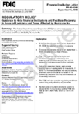 Regulatory Relief Guidance to Help Financial Institutions and Facilitate Recovery In Areas of Louisiana and Texas Affected by Hurricane Ike