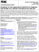 Revisions to the Consolidated Reports of Condition and Income Call Report for March and June 2018