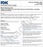 Bank Secrecy Act Spanish Translation of the 2014 Bank Secrecy ActAntiMoney Laundering Examination Manual