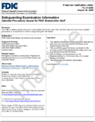 Safeguarding Examination Information Updated Procedures Issued for FDIC Examination Staff