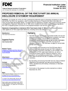 Proposed Removal of the FDICs Part 350 Annual Disclosure Statement Requirement